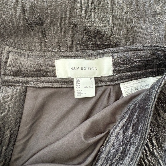 H&M Black Jacquard A-Line Midi Skirt Textured Full Elegant Evening Wear Sz 2 - Picture 12 of 13